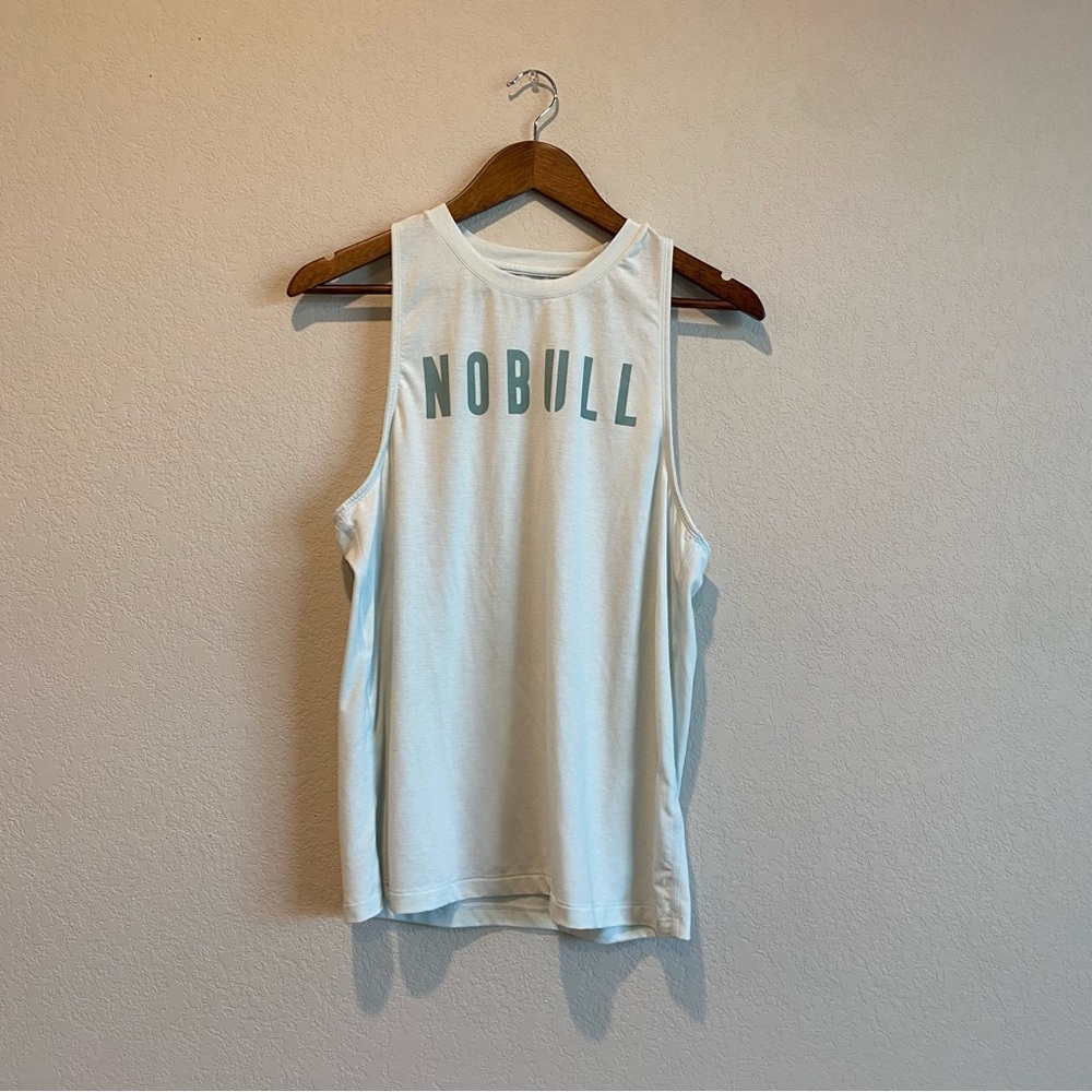 NOBULL White Tank with Teal Logo